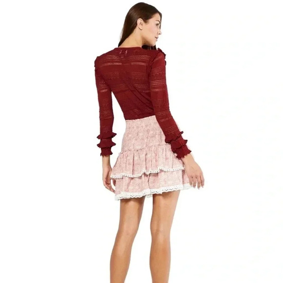 NWT Anthropologie Misa Los Angeles Banu Tiered Skirt in Washed Tile Pink XS - Picture 3 of 7